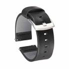 Square Hole Quick Release Leather Watch Band For Samsung Gear S3, Specification: 24mm(Black -Silver Buckle) - 1