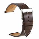 First Layer Retro Cowhide Frosted Leather Quick Release Universal Watch Band, Size： 16mm(Deep Brown) - 1