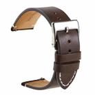 First Layer Retro Cowhide Frosted Leather Quick Release Universal Watch Band, Size： 22mm(Deep Brown) - 1