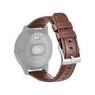 HHJ22 Quick Release Leather Watch Band For Samsung/Huawei Smart Watches, Size: 20mm(Needle Pattern Dark Brown Silver Buckle) - 1