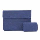 Horizontal Sheep Leather Laptop Bag For Macbook 11 Inch A1465/A1370(Liner Bag + Power Supply Bag Dark Blue) - 1