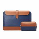 Horizontal Microfiber Color Matching Notebook Liner Bag, Style: Liner Bag+Power Bag(Blue + Brown), Applicable Model: 11  -12 Inch - 1