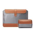Horizontal Microfiber Color Matching Notebook Liner Bag, Style: Liner Bag+Power Bag(Gray + Brown), Applicable Model: 14-15.4 Inch - 1