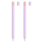 2 Sets 5 In 1 Stylus Silicone Protective Cover + Two-Color Pen Cap + 2 Nib Cases Set For Apple Pencil 2 (Lavender) - 1
