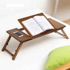 741ZDDNZ Bed Use Folding Height Adjustable Laptop Desk Dormitory Study Desk, Specification: Classic Tea Color 88cm Thick Bamboo - 1