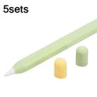 5sets 3 in 1 Stylus Silicone Protective Cover + Two-Color Pen Cap Set For Apple Pencil 2( Matcha Green) - 1