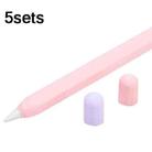 5sets 3 in 1 Stylus Silicone Protective Cover + Two-Color Pen Cap Set For Apple Pencil 2(Girl Pink) - 1