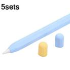 5sets 3 in 1 Stylus Silicone Protective Cover + Two-Color Pen Cap Set For Apple Pencil 2(Sky Blue) - 1