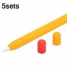 5sets 3 in 1 Stylus Silicone Protective Cover + Two-Color Pen Cap Set For Apple Pencil 2(Sunshine Orange) - 1