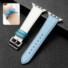 Cowhide Leather Strap Watch Band For Apple Watch Ultra 49mm / Series 8&7 45mm / SE 2&6&SE&5&4 44mm / 3&2&1 42mm(Light Blue White) - 1