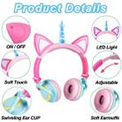 LX-CT888 3.5mm Wired Children Cartoon Glowing Horns Computer Headset, Cable Length: 1.5m(Unicorn Color Petals) - 4
