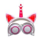 LX-CT888 3.5mm Wired Children Cartoon Glowing Horns Computer Headset, Cable Length: 1.5m(Unicorn Petal Pink White) - 1