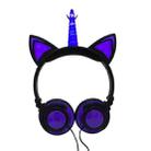 LX-CT888 3.5mm Wired Children Cartoon Glowing Horns Computer Headset, Cable Length: 1.5m(Unicorn Petals Black Purple) - 1