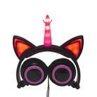 LX-CT888 3.5mm Wired Children Cartoon Glowing Horns Computer Headset, Cable Length: 1.5m(Unicorn Petal Pink Black) - 1