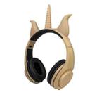 LX-CT888 3.5mm Wired Children Cartoon Glowing Horns Computer Headset, Cable Length: 1.5m(Rhino Horn Champagne) - 1