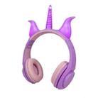 LX-CT888 3.5mm Wired Children Cartoon Glowing Horns Computer Headset, Cable Length: 1.5m(Rhino Horn Purple) - 1