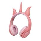 LX-CT888 3.5mm Wired Children Cartoon Glowing Horns Computer Headset, Cable Length: 1.5m(Rhino Horn Peach) - 1