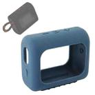 For JBL GO3 Bluetooth Speaker Silicone Cover Portable Protective Case with Carabiner(Dark Blue) - 1