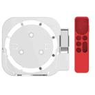 JV06T Set Top Box Bracket + Remote Control Protective Case Set for Apple TV(White + Red) - 1