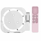 JV06T Set Top Box Bracket + Remote Control Protective Case Set for Apple TV(White + Pink) - 1