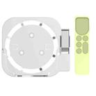 JV06T Set Top Box Bracket + Remote Control Protective Case Set for Apple TV(White + Fluorescent Green) - 1