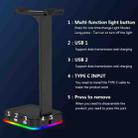 RGBD9 RGB Headset Stand Color-Changing Gaming Headset Stand Gaming Headset Display Stand with Dual USB Ports(Black) - 5