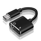 USB-C / Type-C to 3.5mm Aux + USB-C / Type C Earphone Adapter Charger Audio Cable(black) - 3