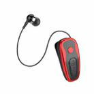 Q7 Lavalier Bluetooth Earphone Sports Wireless Stereo Telescopic Cable Voice Reporting Earphone(Black Red) - 1