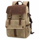 K-011 Outdoor Shoulder Digital Camera Bag Batik Canvas Waterproof Large-Capacity Photography Backpack(Khaki) - 1