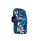 2 PCS B026 Running Mobile Phone Arm Bag Sports Yoga Mobile Phone Bag, Specification： Small (Leaves Blue) - 1