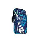 2 PCS B026 Running Mobile Phone Arm Bag Sports Yoga Mobile Phone Bag, Specification： Large (Leaves Blue) - 1