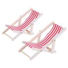 2 PCS 1:12 Beach Lounge Chair Simulation Model Outdoor Beach Scene Shooting Props Can Be Folded(Red) - 1