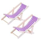 2 PCS 1:12 Beach Lounge Chair Simulation Model Outdoor Beach Scene Shooting Props Can Be Folded(Purple) - 1