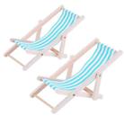 2 PCS 1:12 Beach Lounge Chair Simulation Model Outdoor Beach Scene Shooting Props Can Be Folded(Sky Blue) - 1