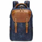 K805 Waterproof Batik Canvas Camera Backpack Outdoor Liner Shoulder Photography Bag(Blue) - 1