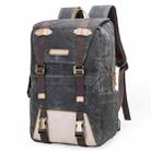 3101 Retro Mirrorless Camera Bag Casual Batik Canvas Shoulders Lens Backpack(Grey) - 1