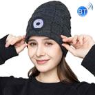 RG5-BL Bluetooth LED Lighting Music Knit Hat Plus Velvet Night Running Lamp Hat(Dark Gray) - 1