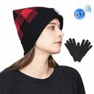 M3-BL Bluetooth Music Headset Cap Double Ear Stereo LED Lighting Warning Knit Hat(Black Red with Glove) - 1