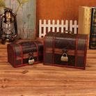 Jewelry Storage Box Retro Wooden Treasure Box Shooting Props Decoration，Specification： 2 PCS/Set With Lock - 1