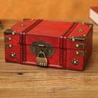 Antique Distressed Cosmetic Storage Box Dressing Table Props For Shooting Scenes，Specification： 6281-01GK10 Red + Password Lock - 1