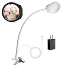 PD-5S 38 LEDs Adjustable Light Multifunctional Clip-on Reading Magnifying Glass, US Plug, Style:10X(White) - 1