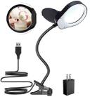 PD-5S 38 LEDs Adjustable Light Multifunctional Clip-on Reading Magnifying Glass, US Plug, Style:5/15X(Black) - 1