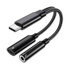 USB-C / Type-C Male To 3.5mm + Type-C Female 2 In 1 Audio Adapter Digital Aux Adapter Cable(Black) - 1