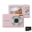 DC403L-AF 2.4-Inch 16X Zoom HD Digital Camera Mini Children Photography Camera US Plug(Pink+32G) - 1