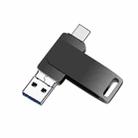 32GB USB 3.0 + 8 Pin + USB-C / Type-C 3 in 1 Phone Computer Metal Rotatable U-Disk(Black) - 1