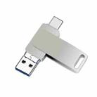 32GB USB 3.0 + 8 Pin + USB-C / Type-C 3 in 1 Phone Computer Metal Rotatable U-Disk(Silver Gray) - 1