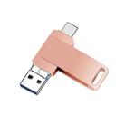 64GB USB 3.0 + 8 Pin + USB-C / Type-C 3 in 1 Phone Computer Metal Rotatable U-Disk(Pink) - 1
