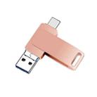 128GB USB 3.0 + 8 Pin + USB-C / Type-C 3 in 1 Phone Computer Metal Rotatable U-Disk(Pink) - 1