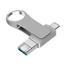 16GB USB 3.0 + 8 Pin + USB-C / Type-C 3 in 1 Mobile Computer Metal U-Disk(Silver) - 1