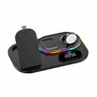 A06 3 in 1 Wireless Charger Fast Charging RGB Atmosphere Light with Clock For Smart Phone & iWatch & AirPods(Black) - 1